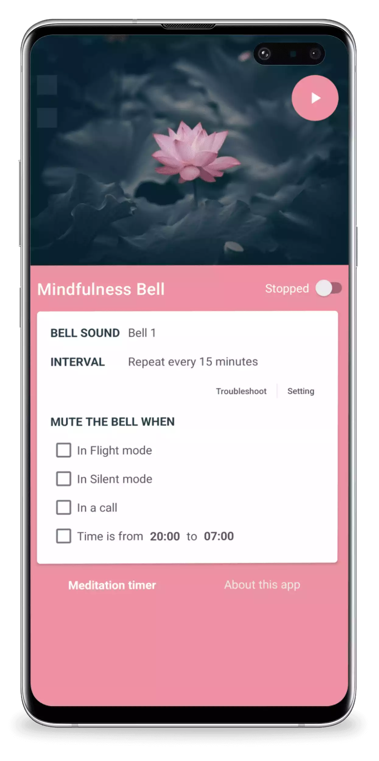 Mindfulness Bell app screenshot
